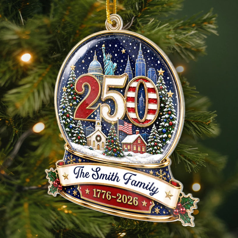 Personalized Acrylic Ornament – America 250th Anniversary, Christmas Gift For Family – Generations Of Freedom And Love