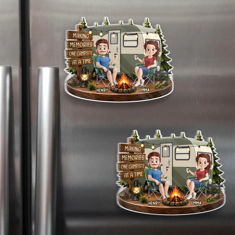 Personalized Acrylic Fridge Magnet - Anniversary Gift For Couple, Camping Lovers - Living the Camp Life