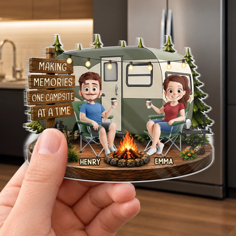 Personalized Acrylic Fridge Magnet - Anniversary Gift For Couple, Camping Lovers - Living the Camp Life
