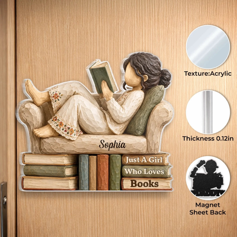 Personalized Acrylic Fridge Magnet - Gift For Book Lovers - Just One More Chapter