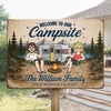 Personalized Home Decor Metal Sign - Summer, Anniversary Gift For Couple, Camping Lovers - Our Happy Place Outdoors