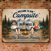 Personalized Home Decor Metal Sign - Summer, Anniversary Gift For Couple, Camping Lovers - Our Happy Place Outdoors