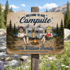 Personalized Home Decor Metal Sign - Summer, Anniversary Gift For Couple, Camping Lovers - Our Happy Place Outdoors