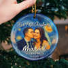 Personalized Photo Ceramic Ornament – Christmas, Anniversary Gift For Couple, Newlyweds – Jingle Bells And Wedding Bells