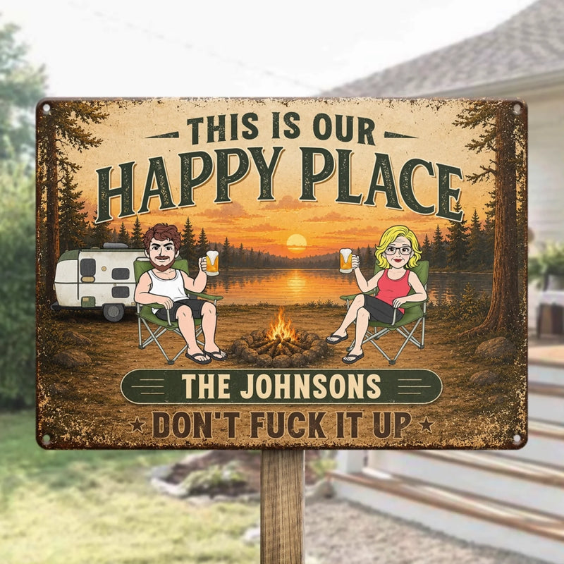 Personalized Home Decor Metal Sign - Summer, Anniversary Gift For Couple, Camping Lovers - Camping Is Better Together