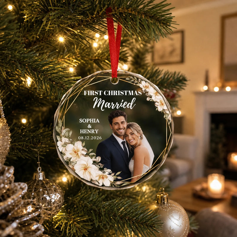 Personalized Glass Ornament – Christmas, Anniversary Gift For Couple – First Christmas Together