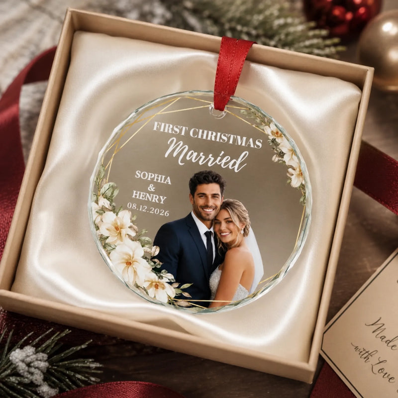 Personalized Glass Ornament – Christmas, Anniversary Gift For Couple – First Christmas Together