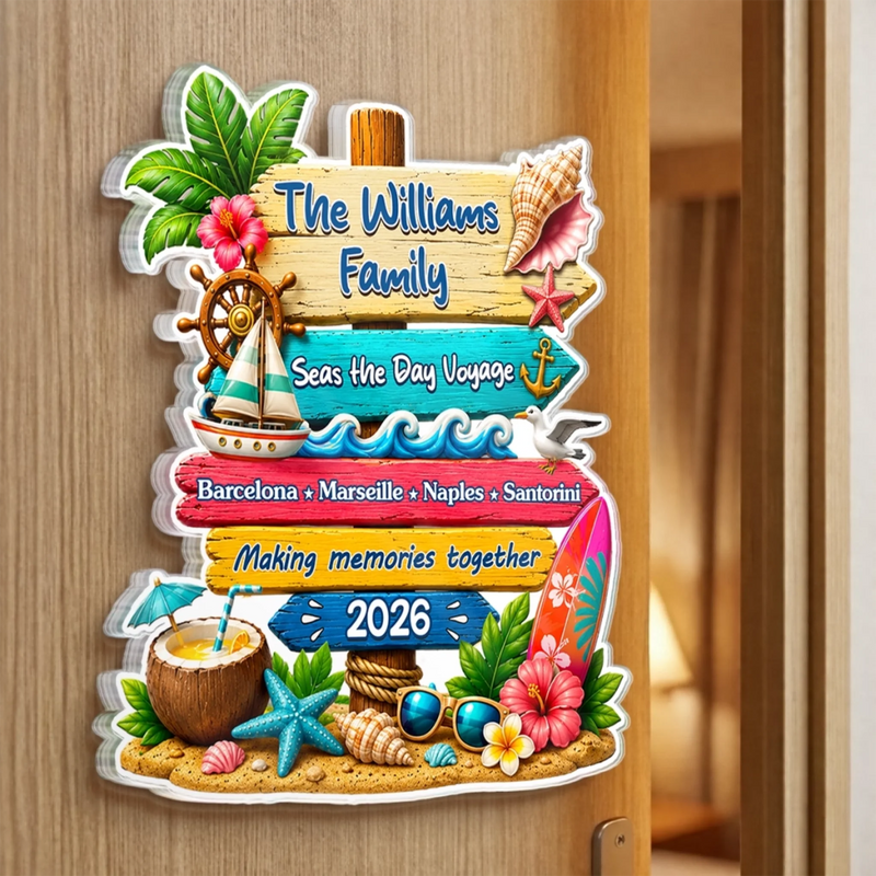 Personalized Cruise Ship Door Magnet – Summer Gift For Family – Sailing Through Life Together
