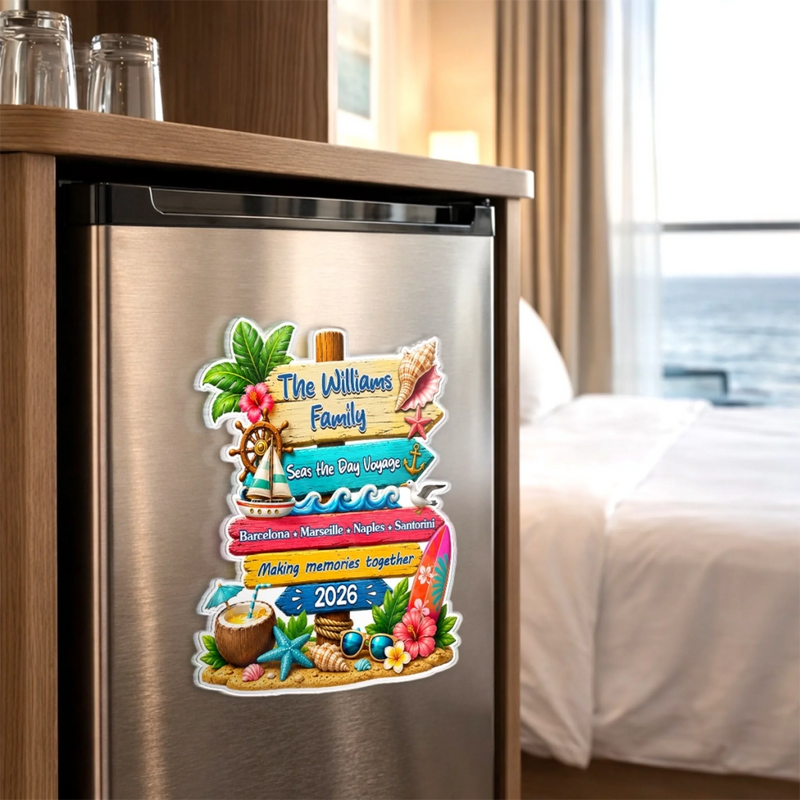Personalized Cruise Ship Door Magnet – Summer Gift For Family – Sailing Through Life Together