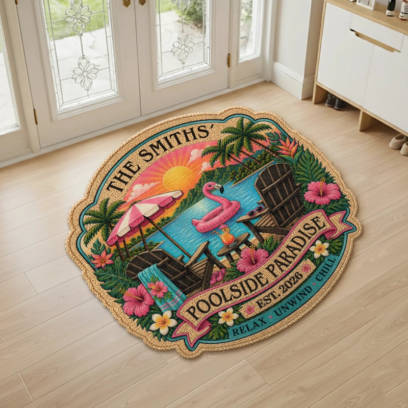 Personalized Shaped Doormat – Poolside, Summer Gift For Family – Our Poolside Escape