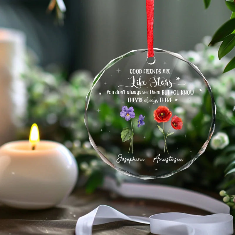 Personalized Glass Ornament - Christmas Gift For Sister, Bestie, Best Friend - If Friends Were Flowers, I'd Pick You