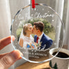 Personalized Photo Glass Ornament – Christmas, Anniversary Gift For Couple – Our First Christmas As Mr & Mrs