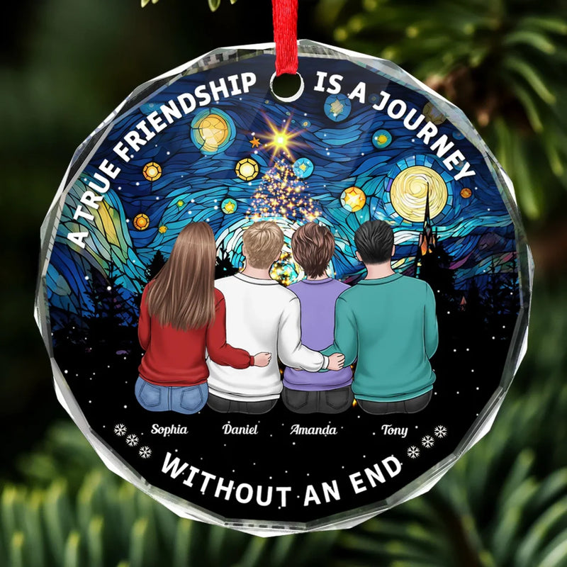 Personalized Glass Ornament - Christmas Gift For Sister, Bestie, Best Friend - A Journey Without An End