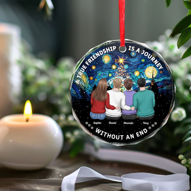 Personalized Glass Ornament - Christmas Gift For Sister, Bestie, Best Friend - A Journey Without An End