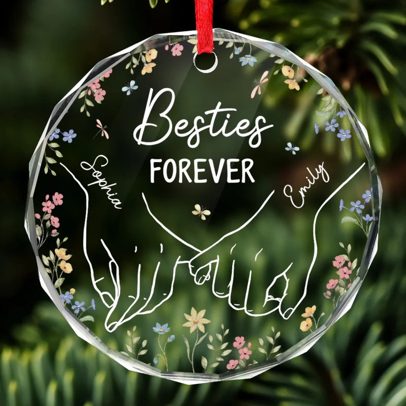 Personalized Glass Ornament - Christmas Gift For Sister, Bestie, Best Friend - Heart To Heart