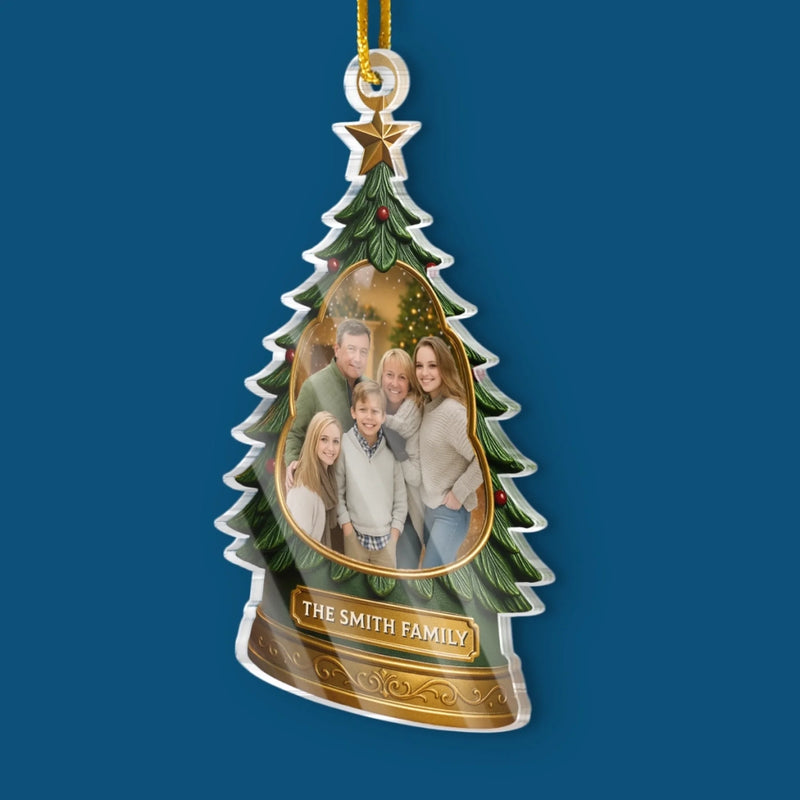 Personalized Photo Acrylic Ornament – Christmas Gift For Mom, Dad, Family – Making Memories By The Tree