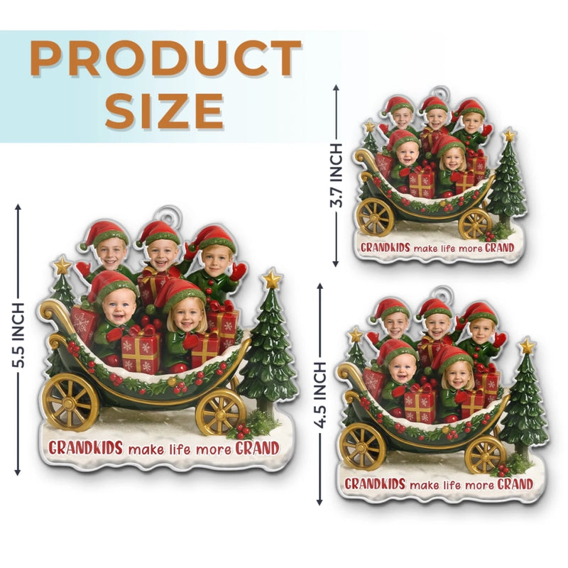 Personalized Photo Acrylic Ornament – Christmas Gift For Grandma, Grandpa, Family – Joy Begins With Grandkids