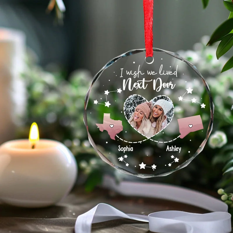 Personalized Photo Glass Ornament - Christmas Gift For Sister, Bestie, Best Friend - The Bond Between Us Don’t Change