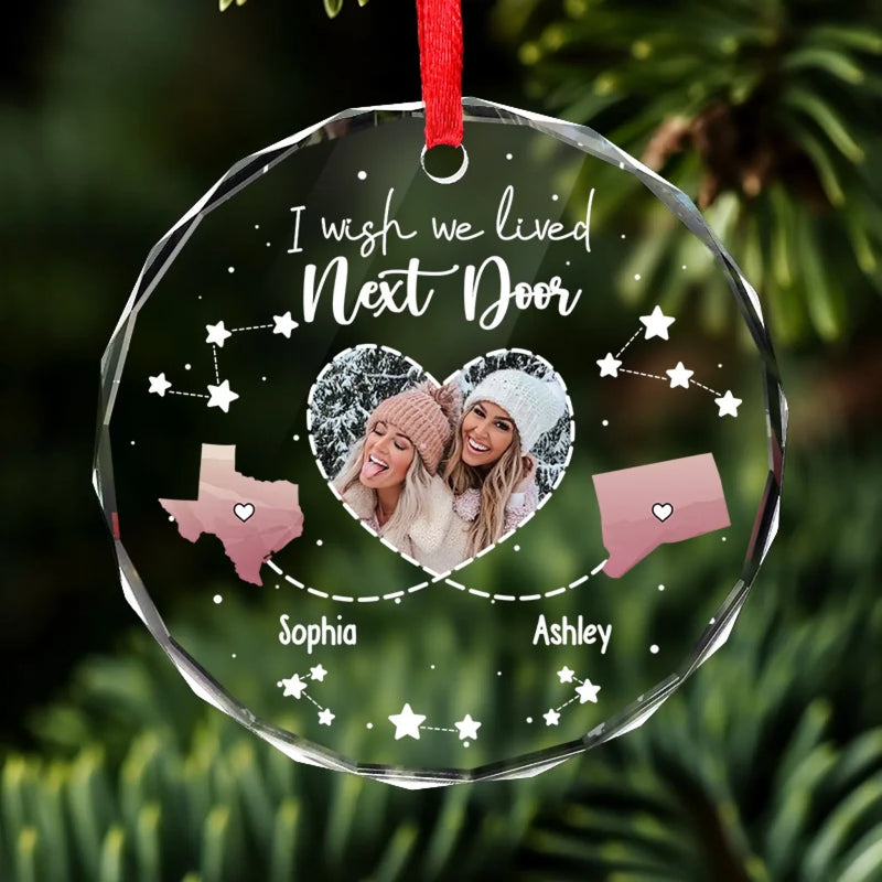 Personalized Photo Glass Ornament - Christmas Gift For Sister, Bestie, Best Friend - The Bond Between Us Don’t Change
