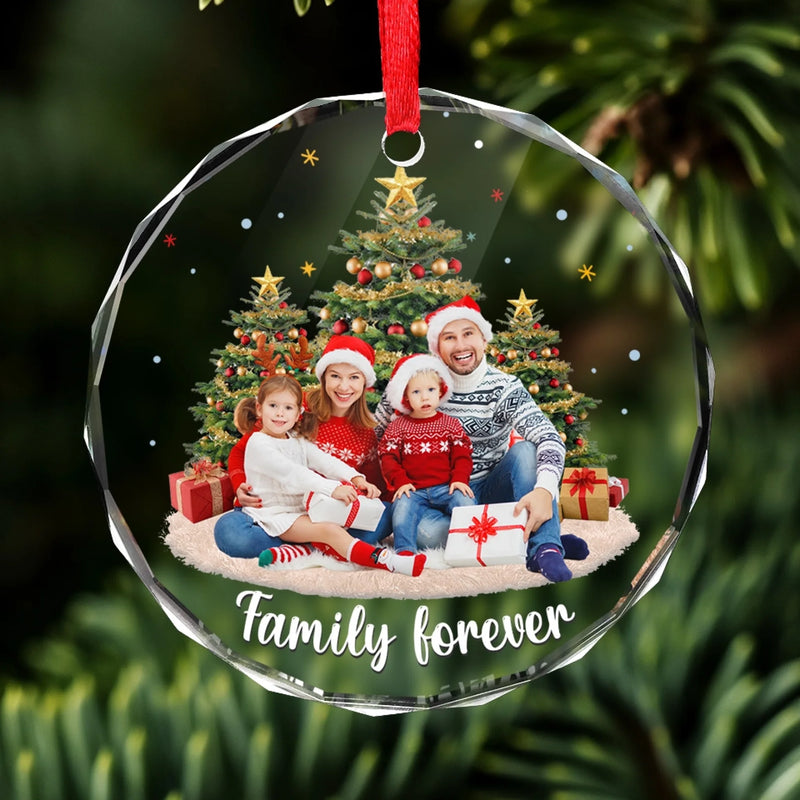 Personalized Photo Glass Ornament - Christmas Gift For Mom, Dad, Family - My Happy Place