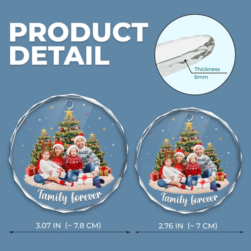 Personalized Photo Glass Ornament - Christmas Gift For Mom, Dad, Family - My Happy Place