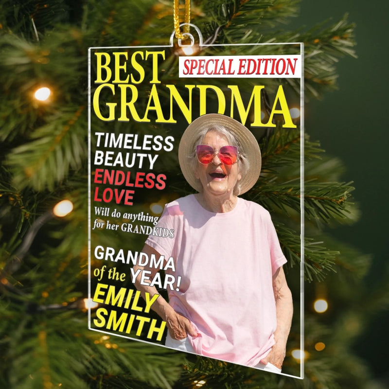 Personalized Photo Magazine Acrylic Ornament – Christmas Gift For Grandma – Where Grandma Is Joy Follows