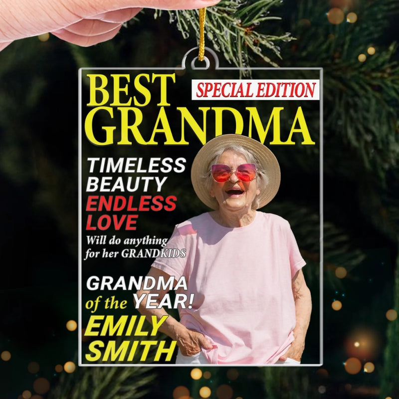 Personalized Photo Magazine Acrylic Ornament – Christmas Gift For Grandma – Where Grandma Is Joy Follows