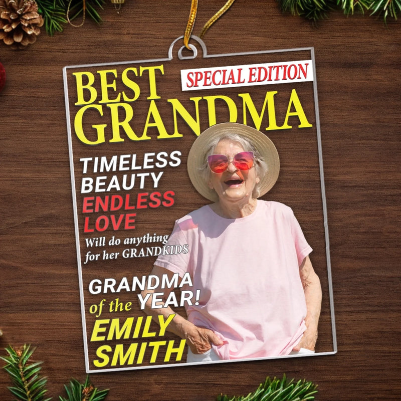 Personalized Photo Magazine Acrylic Ornament – Christmas Gift For Grandma – Where Grandma Is Joy Follows