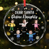 Personalized Photo Glass Ornament - Christmas Gift For Grandkid, Family - Dear Santa Define Naughty