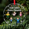 Personalized Photo Glass Ornament - Christmas Gift For Grandkid, Family - Dear Santa Define Naughty