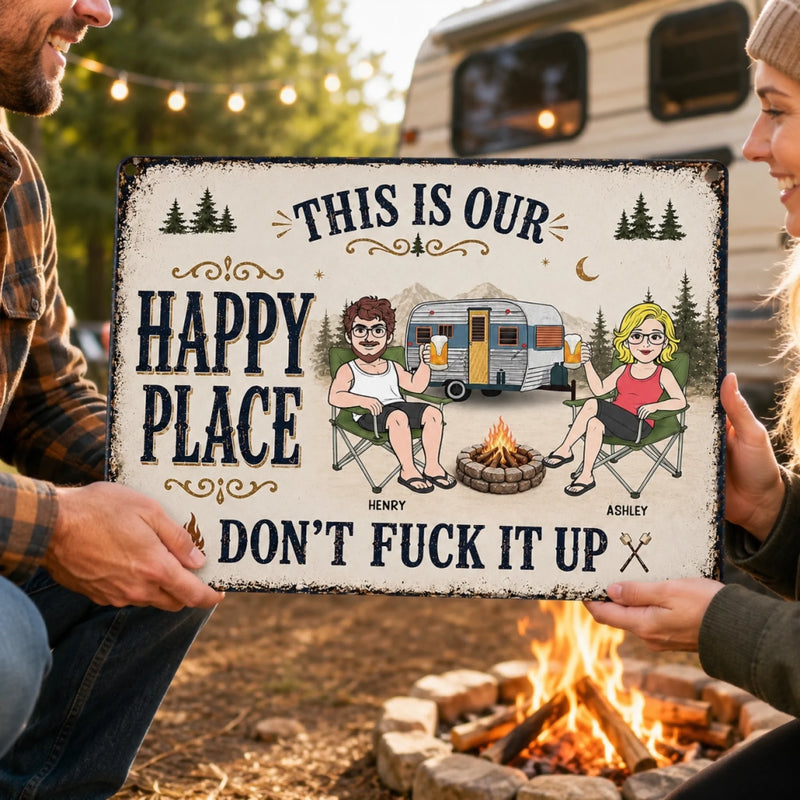 Personalized Home Decor Metal Sign - Summer, Anniversary Gift For Couple, Camping Lovers - You Me and Nature