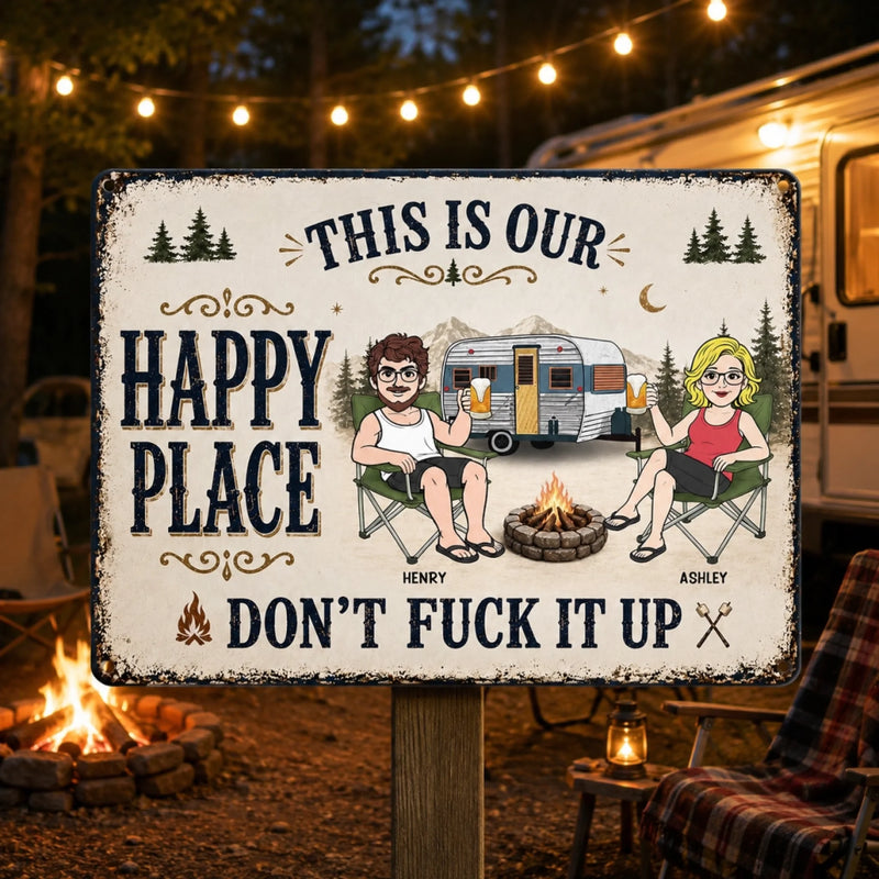 Personalized Home Decor Metal Sign - Summer, Anniversary Gift For Couple, Camping Lovers - You Me and Nature