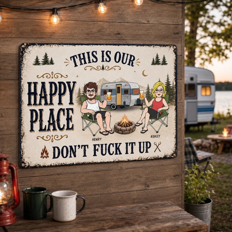 Personalized Home Decor Metal Sign - Summer, Anniversary Gift For Couple, Camping Lovers - You Me and Nature