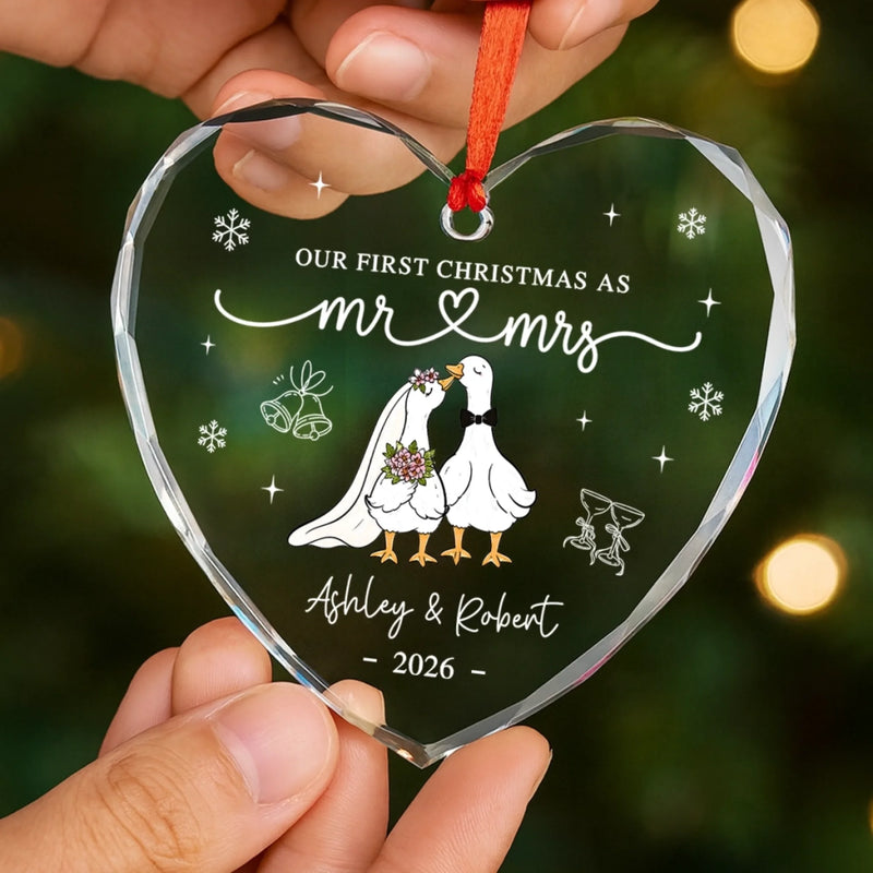 Personalized Glass Ornament – Christmas, Anniversary Gift For Couple, Husband, Wife – First Noel As Us