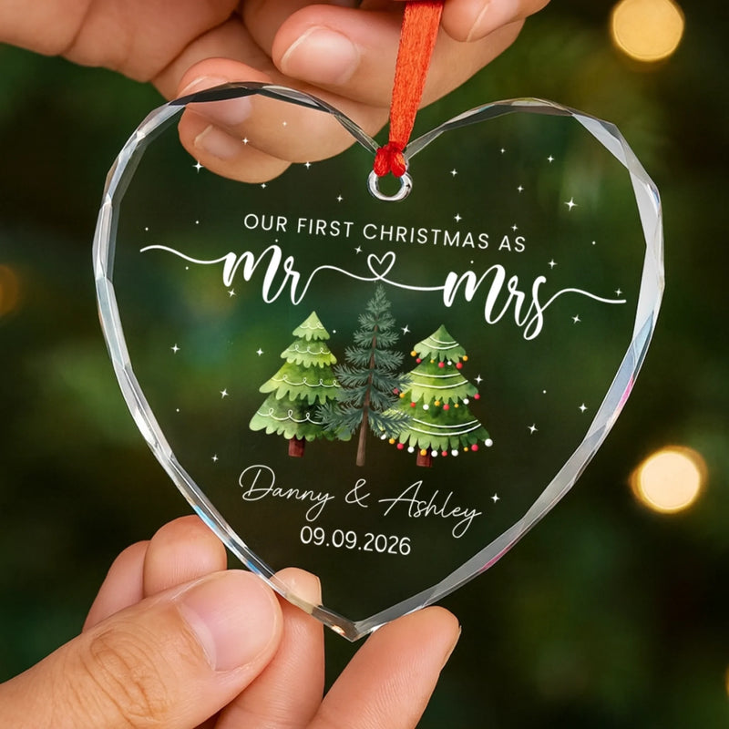 Personalized Glass Ornament – Christmas, Anniversary Gift For Couple, Husband, Wife – Our Christmas Begins