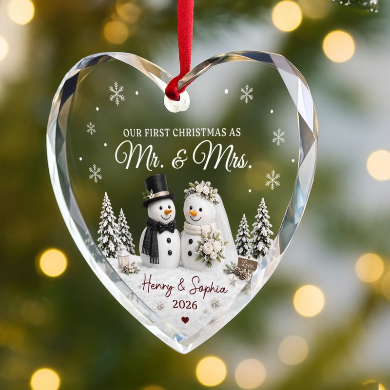 Personalized Glass Ornament – Christmas, Anniversary Gift For Couple, Husband, Wife – Our First Holiday Home