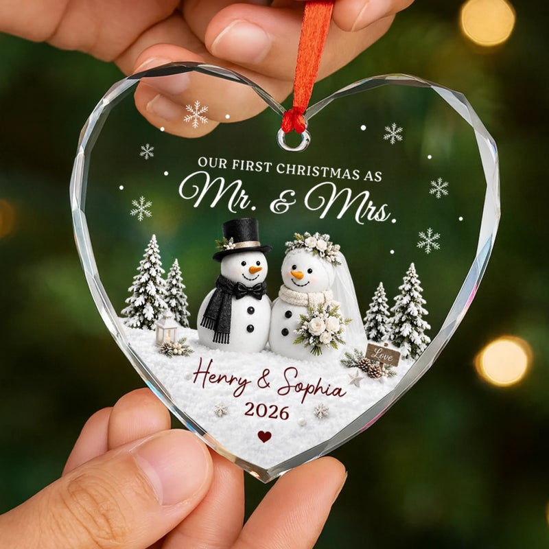 Personalized Glass Ornament – Christmas, Anniversary Gift For Couple, Husband, Wife – Our First Holiday Home