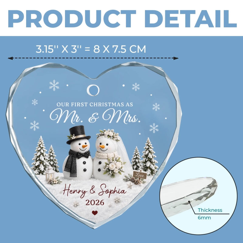Personalized Glass Ornament – Christmas, Anniversary Gift For Couple, Husband, Wife – Our First Holiday Home