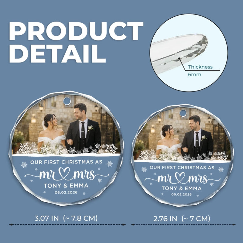 Personalized Photo Glass Ornament – Christmas, Anniversary Gift For Couple, Husband, Wife – Our Happily Ever Christmas