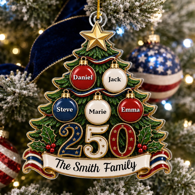 Personalized Acrylic Ornament – America 250th Anniversary, Christmas Gift For Family – Home of the Brave