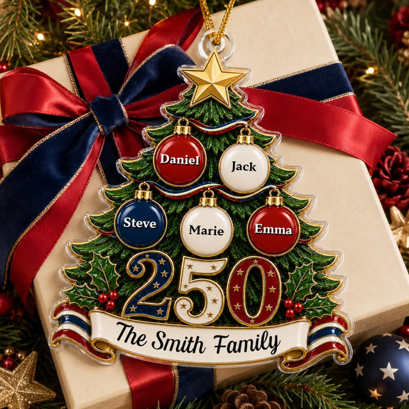 Personalized Acrylic Ornament – America 250th Anniversary, Christmas Gift For Family – Home of the Brave