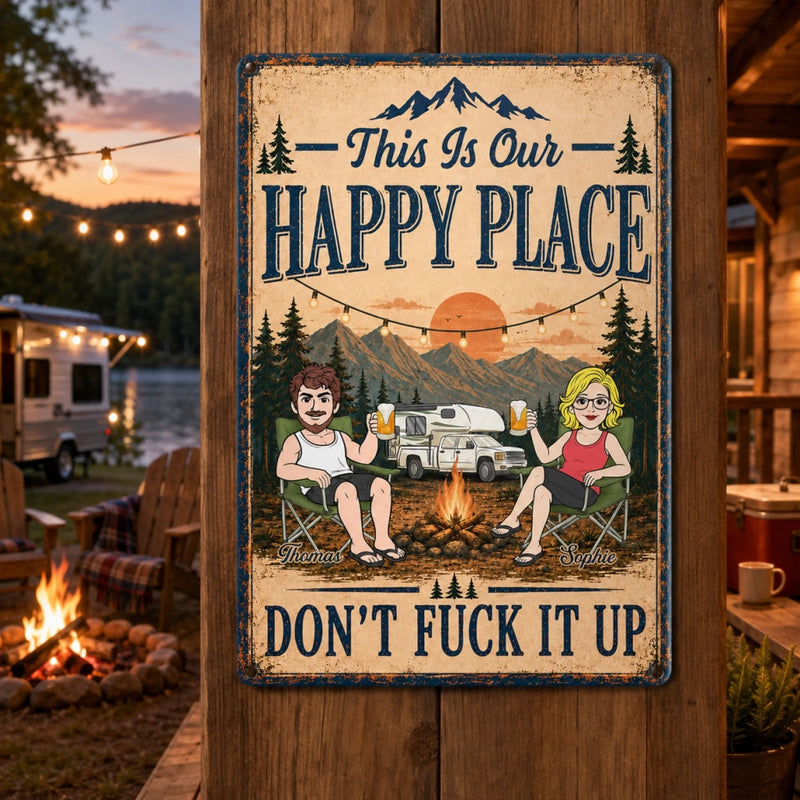 Personalized Home Decor Metal Sign – Summer, Anniversary Gift For Couple, Camping Lovers – Home on Wheels