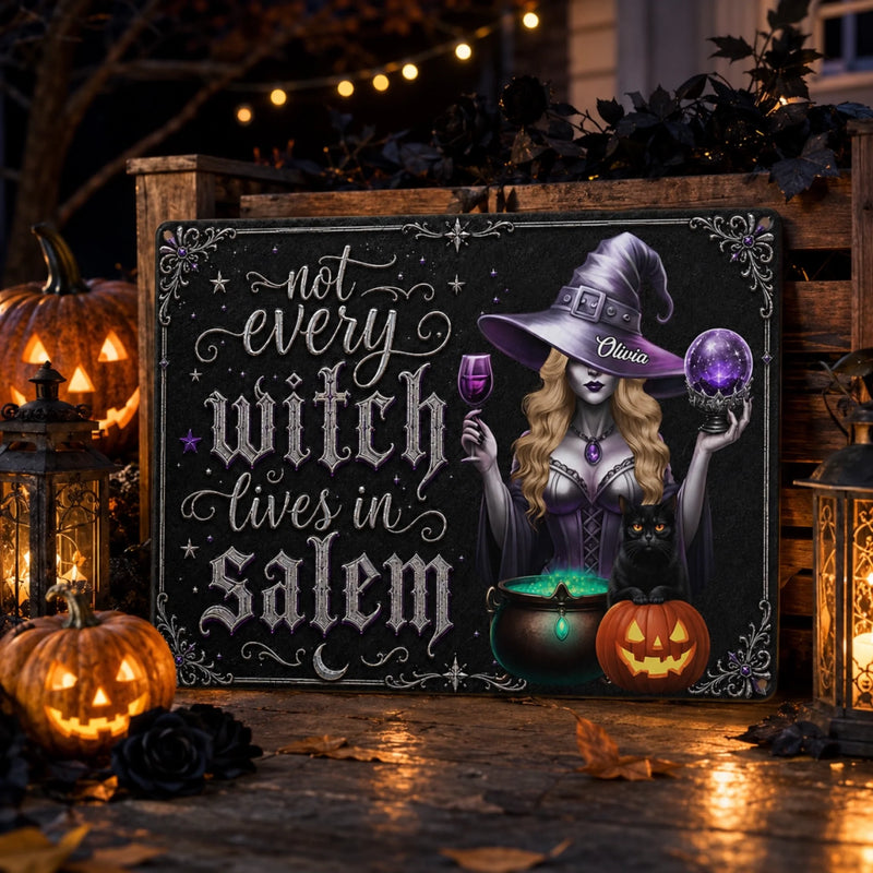 Personalized Home Decor Metal Sign - Halloween Witchy Gift For Sister, Bestie, Best Friend - Born to Bewitch