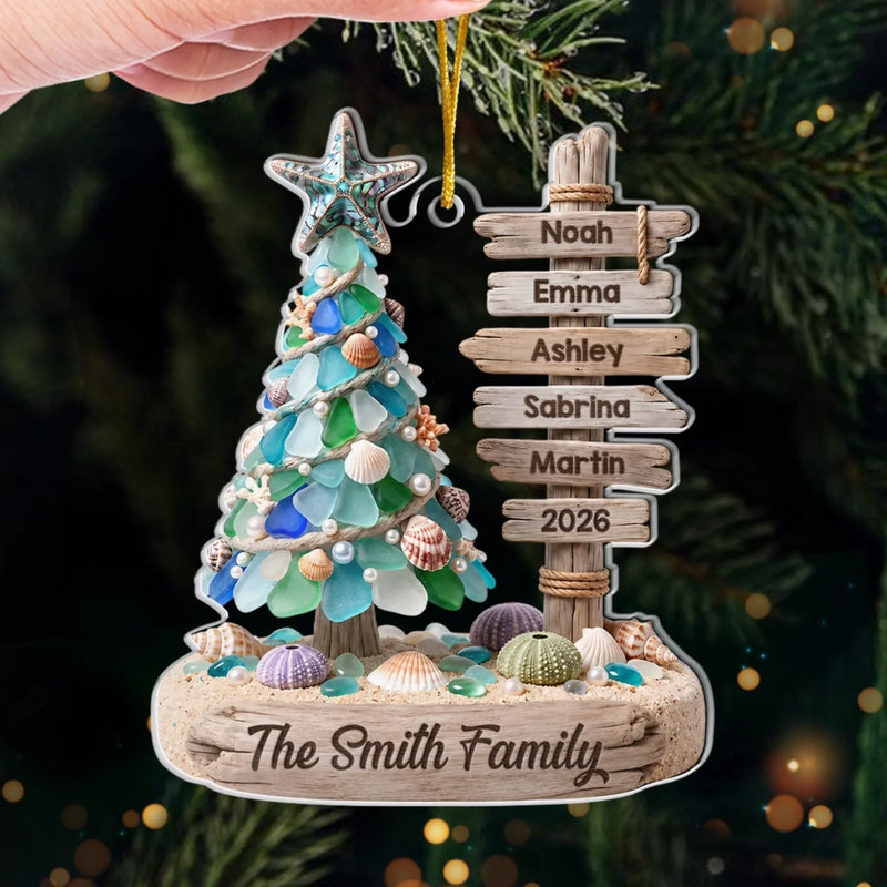 Personalized Sea Glass Acrylic Ornament – Christmas Gift For Family – Making Waves Together