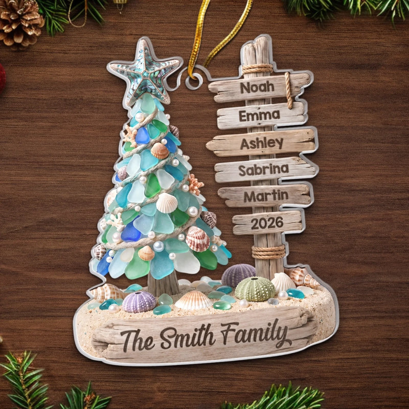 Personalized Sea Glass Acrylic Ornament – Christmas Gift For Family – Making Waves Together