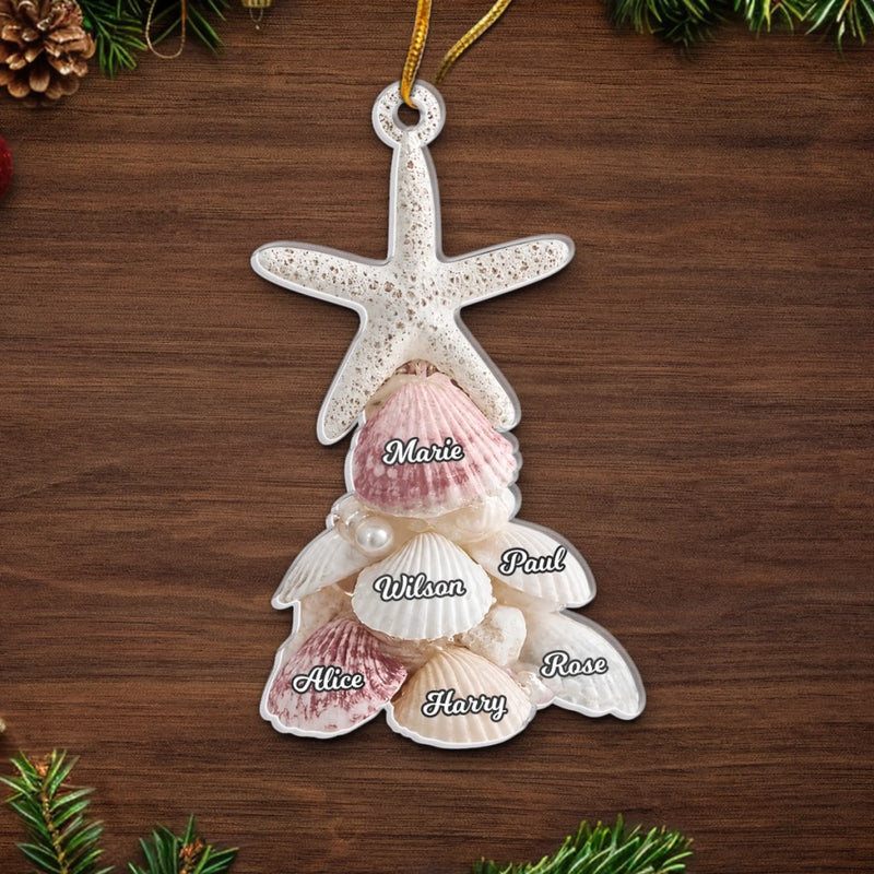 Personalized Acrylic Ornament – Christmas Gift For Family – Merry by the Sea