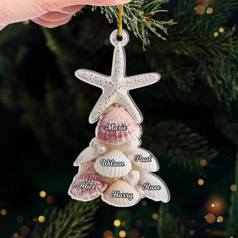 Personalized Acrylic Ornament – Christmas Gift For Family – Merry by the Sea