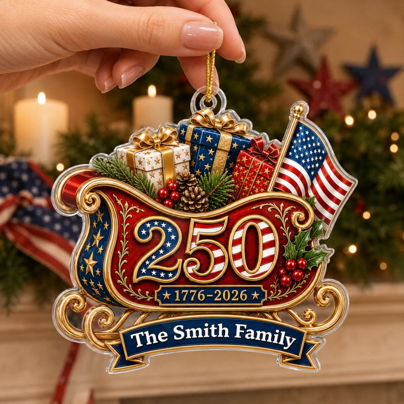 Personalized Acrylic Ornament – America 250th Anniversary, Christmas Gift For Family – Legacy of Liberty