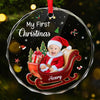Personalized Photo Glass Ornament – Christmas, Baby Shower Gift For New Parents, Baby – Sweet Dreams, Little Angel