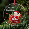 Personalized Photo Glass Ornament – Christmas, Baby Shower Gift For New Parents, Baby – Sweet Dreams, Little Angel